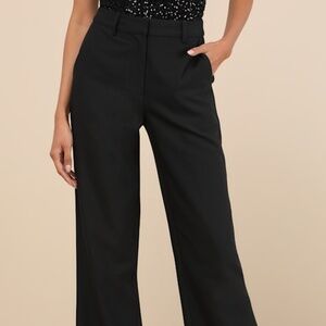 Elevated Cuteness Black Straight-Leg Trouser Pants